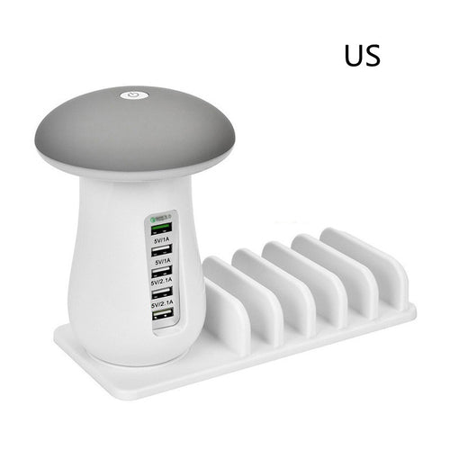 2 in 1 Multifunction Mushroom Lamp LED Lamp Holder USB Charger Home Office Supplies
