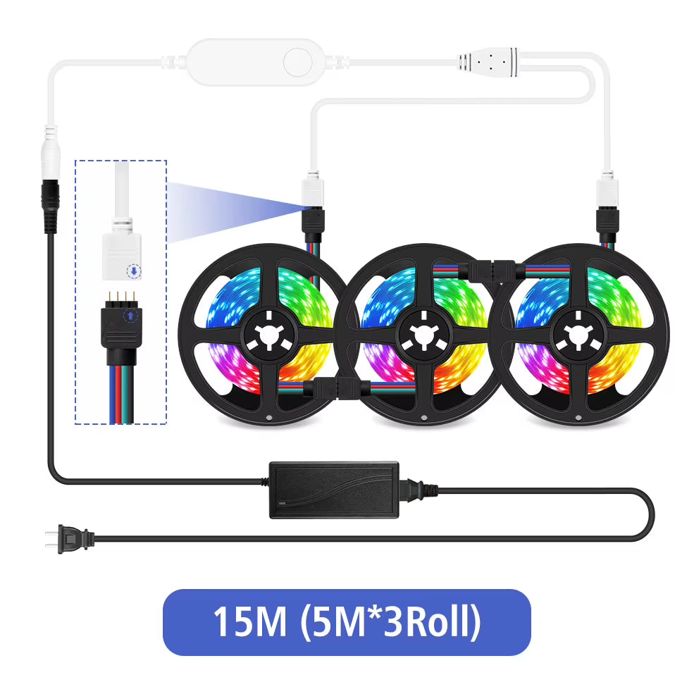 20M RGB 5050 Flexible Wifi Smart LED Strip Light - DC12V, Compatible with Alexa and Google Home Voice Control