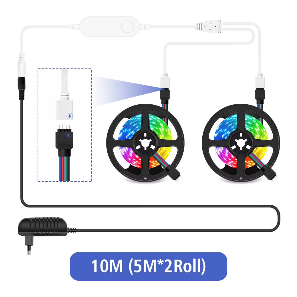 20M RGB 5050 Flexible Wifi Smart LED Strip Light - DC12V, Compatible with Alexa and Google Home Voice Control